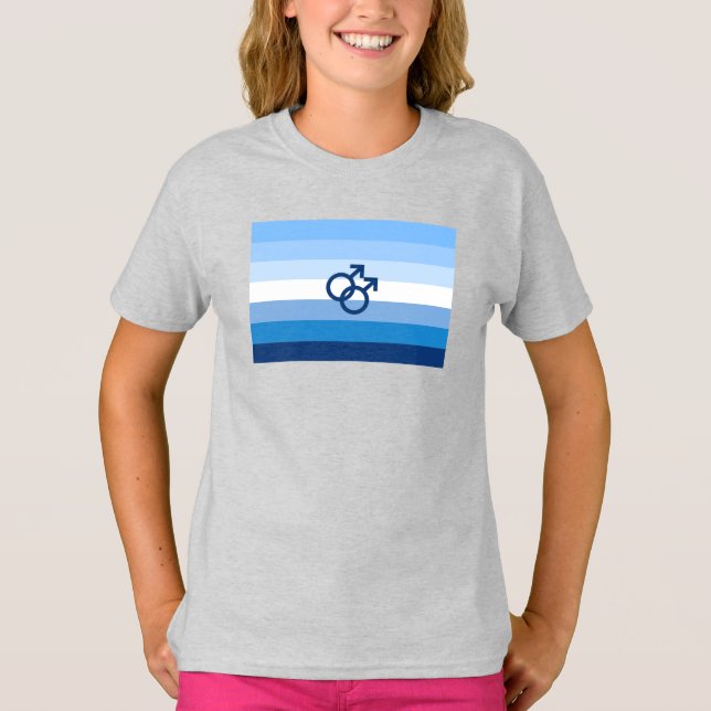 Camiseta Sinalizador do Orgulho Maleável do Gay MLM (Frente)