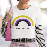 Camiseta Sinalizador do Orgulho Não Binário do Arco-Íris<br><div class="desc">As cores não binárias de amarelo,  branco,  roxo e preto criam um arco-íris legal nesta camiseta personalizada não-binária. Eles se orgulham de um amigo não binário na comunidade do gênero que é fluido por gênero.</div>