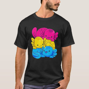Camiseta Sinalizador do Orgulho Pan Axolotl Axolotl Pansexu