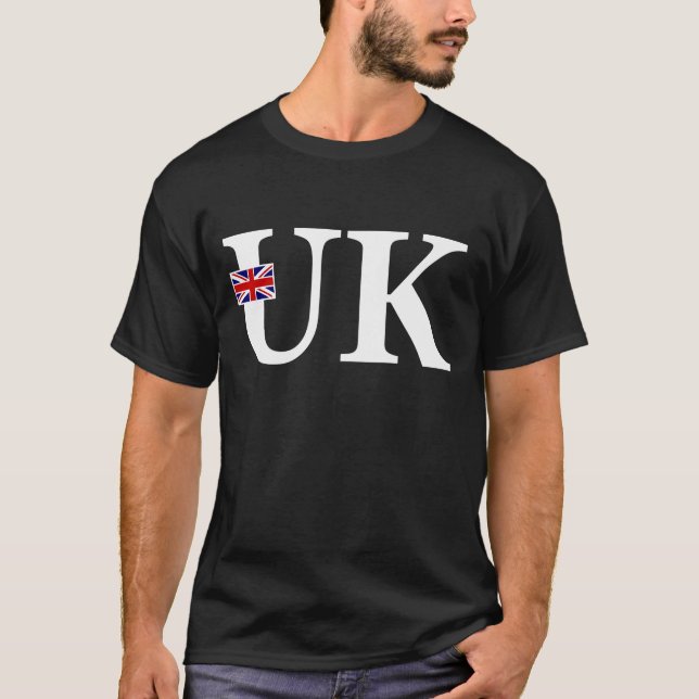 Camiseta Sinalizador do Reino Unido e Iniciais por País (Frente)