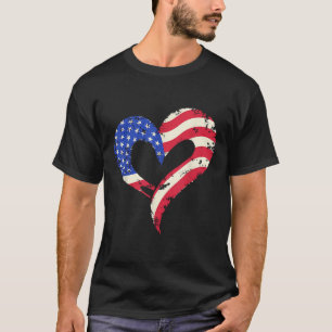 Camiseta Sinalizador dos EUA Coração das Forças Armadas Pat