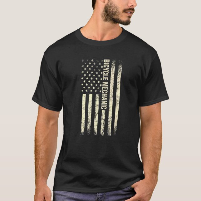 Camiseta Sinalizador dos EUA Mecânico de Bicicleta American (Frente)