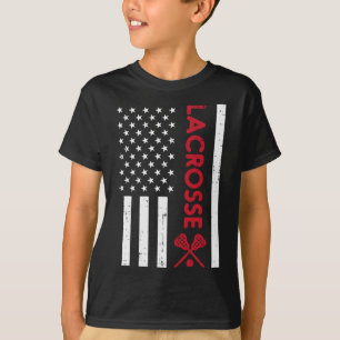Camiseta Sinalizador Dos Eua Red Lacrosse Vintage Lax Homen
