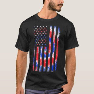 Camiseta Sinalizador dos EUA Vermelho Branco Azul Tie Dye 4