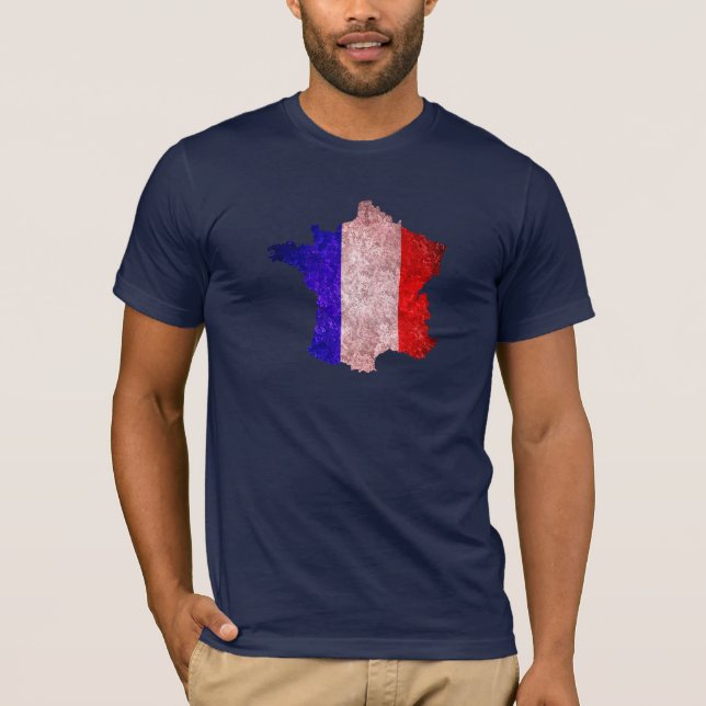 Camiseta Sinalizador e Mapa da França (Frente)