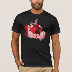 Camiseta Sinalizador e Mapa do Canadá