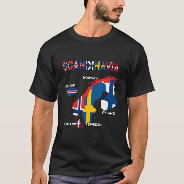 Camiseta Sinalizador Escandinávia Países Nórdicos Mapas Nor (Frente)