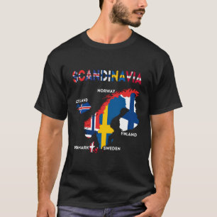 Camiseta Sinalizador Escandinávia Países Nórdicos Mapas Nor