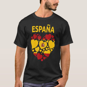 Camiseta Sinalizador Espanhol Ideia De Coração Para Mulhere