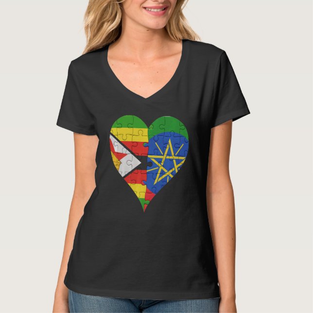 Camiseta Sinalizador Etíope do Zimbabué (Frente)