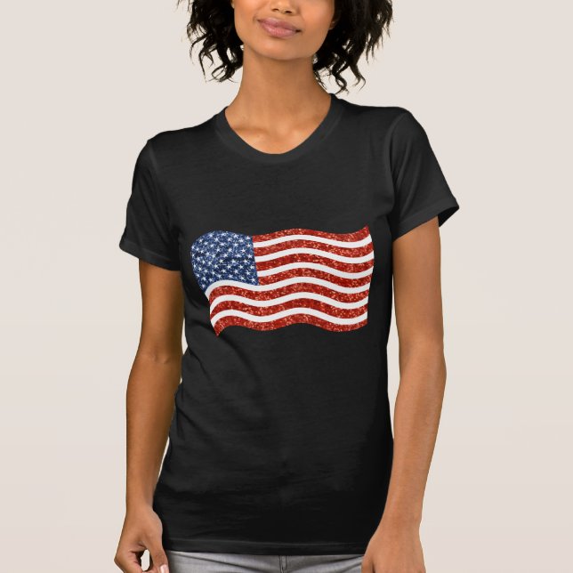 Camiseta sinalizador faux sequin impressão american (Frente)