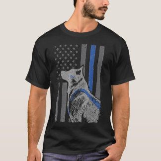 Camiseta Sinalizador fino de linha azul K9 Desenho do Germa