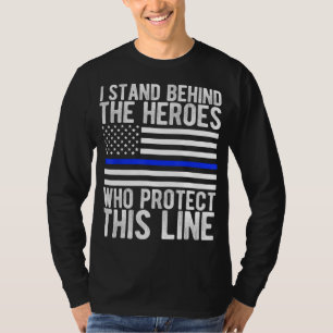 Camiseta Sinalizador fino de linha azul - Polícia de herói 