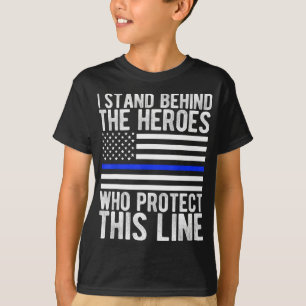 Camiseta Sinalizador fino de linha azul - Polícia de herói 