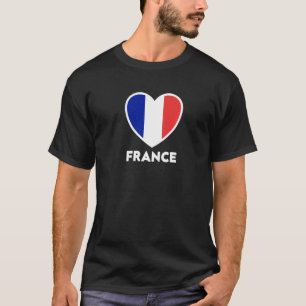 Camiseta Sinalizador França Coração Azul Vermelho Branco