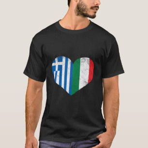 Camiseta Sinalizador Grego Italiano Coração Metade Italiano