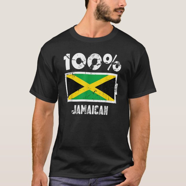 Camiseta Sinalizador Jamaica Suporte 100 Bateria jamaicana (Frente)