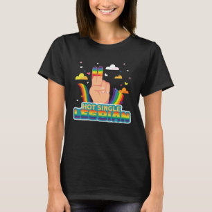 Camiseta Sinalizador lésbica do Solteiro quente do orgulho