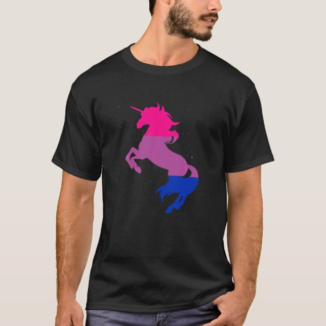 Camiseta Sinalizador Lgbt Bi Unicórnio Mágico Bissexualidad (Frente)