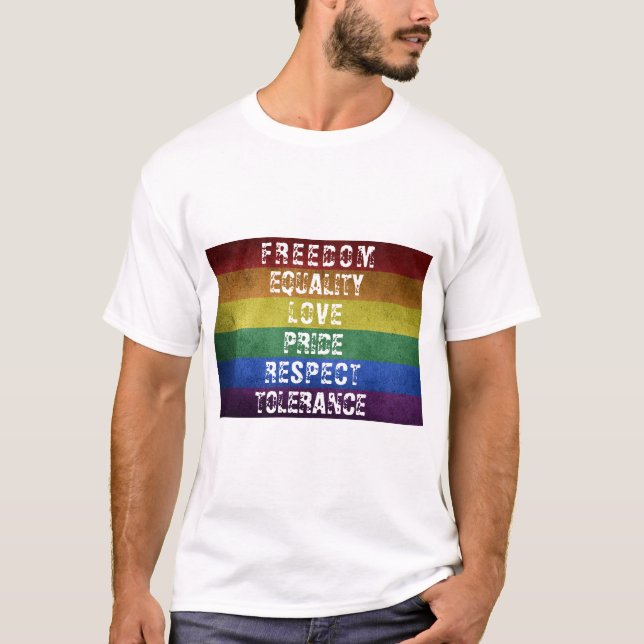 Camiseta Sinalizador LGBT Orgulho Moderno do Arco-Íris (Frente)