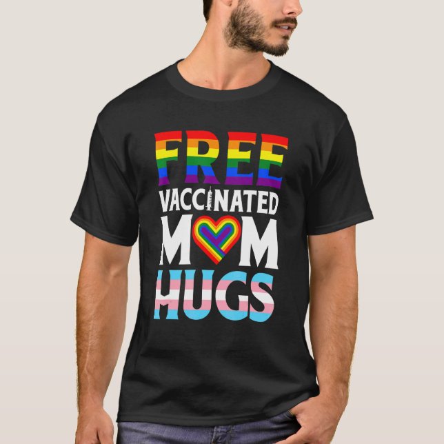 Camiseta Sinalizador Lgbt Orgulhoso Mãe Liberta Mãe Abraça  (Frente)