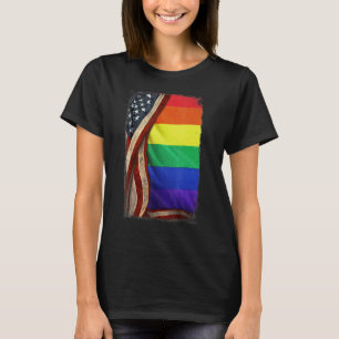 Camiseta Sinalizador Lgbt Por Trás Do Orgulho De Bandeira A
