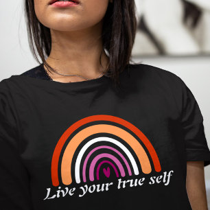 Camiseta Sinalizador LGBTQ Lésbica: viva seu verdadeiro eu