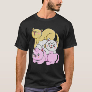 Camiseta Sinalizador LGBTQ Rainbow Kawaii Cat Pil