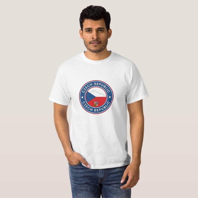 Camiseta Sinalizador, Mapa e Emblema da República Checa (Frente Completa)