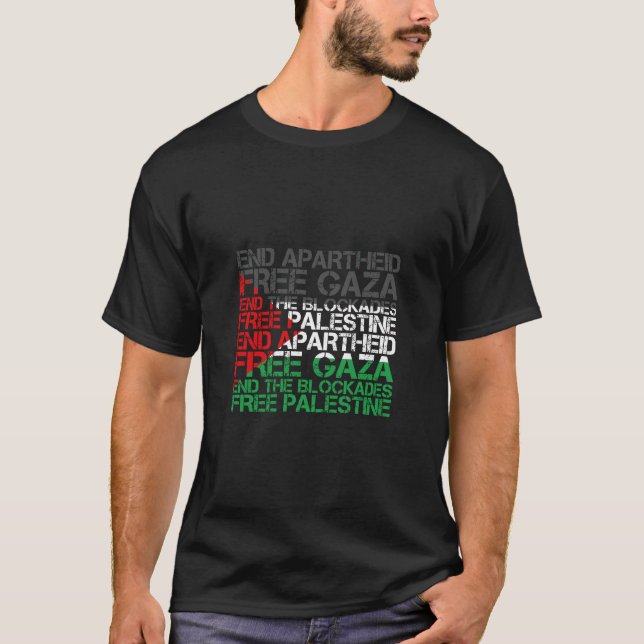 Camiseta Sinalizador Palestina Palavra Fim da Nuvem Aparthe (Frente)