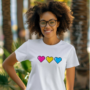 Camiseta Sinalizador Pansexual Coração Pixel