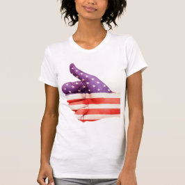Camiseta Sinalizador Patriótico Americano Colorido Mão Como