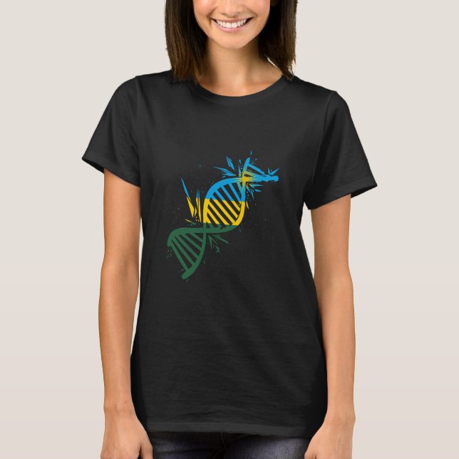 Camiseta Sinalizador Ruanda DNA Molecule Rwandan Pride Rwan (Frente)