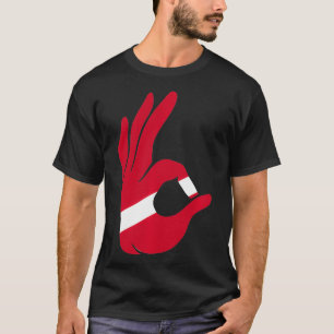 Camiseta Sinalizador Scuba Divisor Mão Ok Sinal Scuba Diver