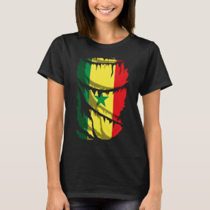 Camiseta Sinalizador Senegal - Efeito de Tecido Quebrado ou