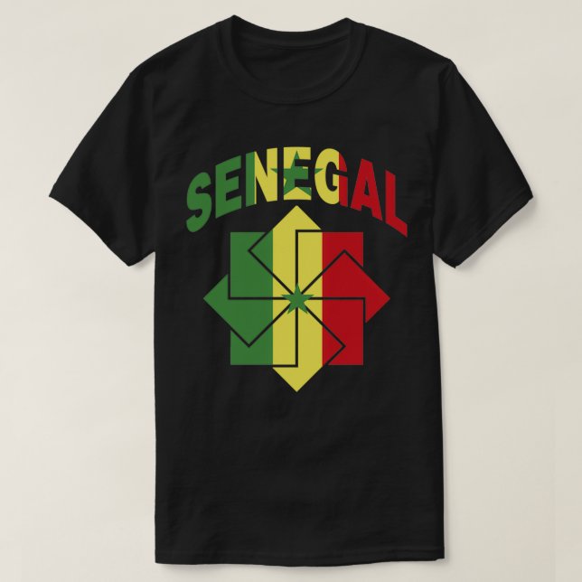 Camiseta Sinalizador Senegal Recortado Dentro a Ornamento (Frente do Design)