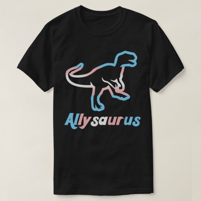 Camiseta Sinalizador Trans Allysaurus Orgulho gay LGBTQ Tra (Frente do Design)