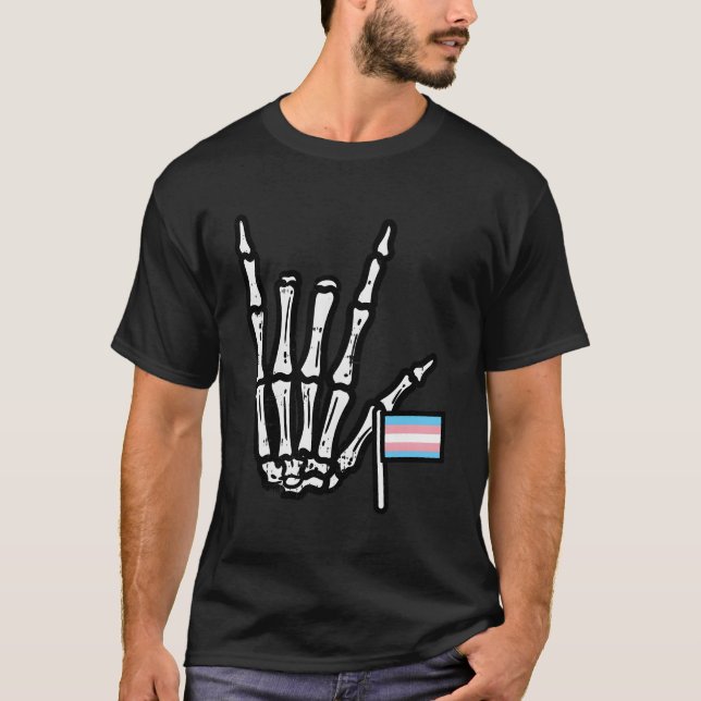 Camiseta Sinalizador Transgênero Eu Amo Você Esqueletrizand (Frente)