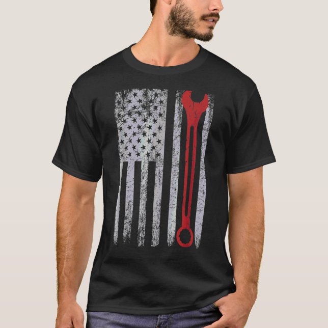 Camiseta Sinalizador Usa Autoreparador de Carro Mecânico de (Frente)