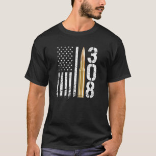 Camiseta Sinalizador Usa Caliber Rifle Rifle 308 Gun Ammo B