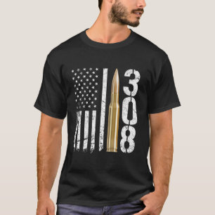 Camiseta Sinalizador Usa Caliber Rifle Rifle 308 Gun Ammo B