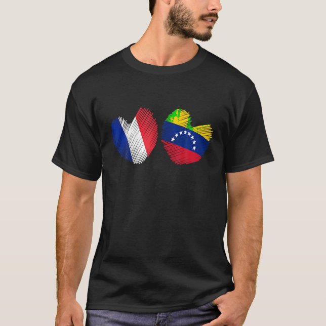 Camiseta Sinalizador venezuelano do Coração da França Venez (Frente)