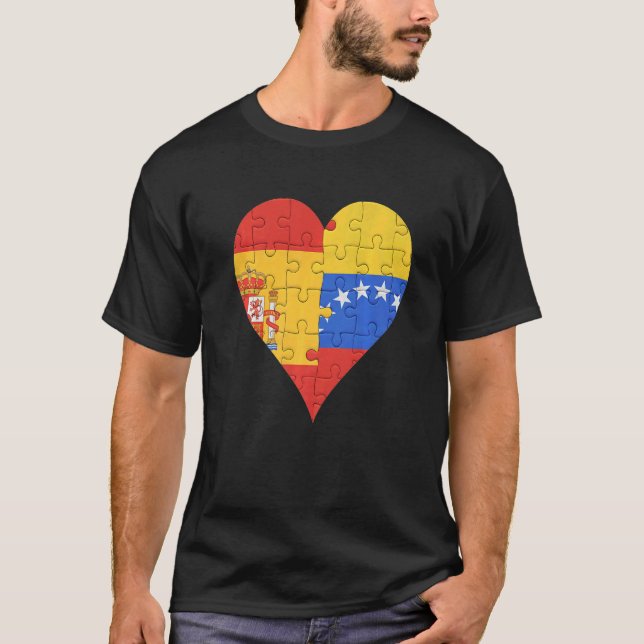 Camiseta Sinalizador venezuelano espanhol Heart (Frente)