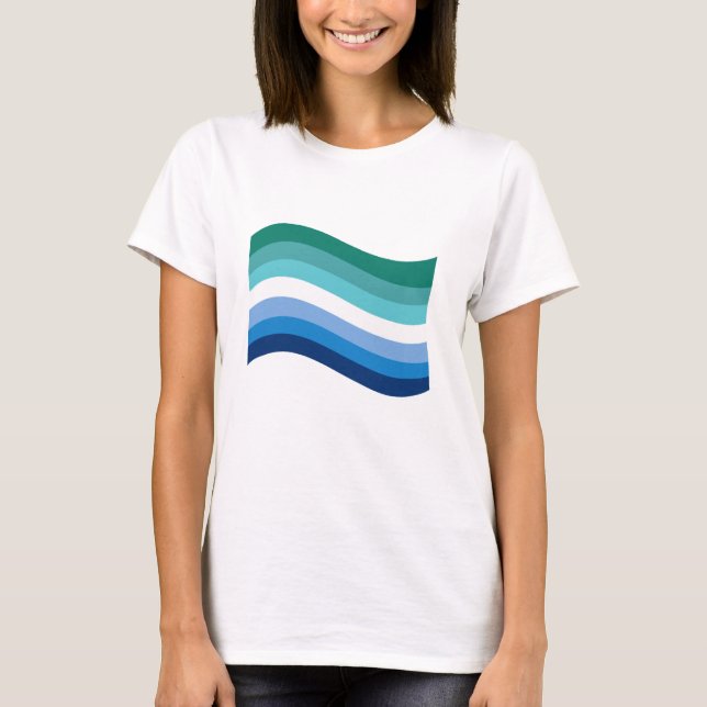 Camiseta Sinalizador Wavy do Orgulho Masculino gay Azure (Frente)