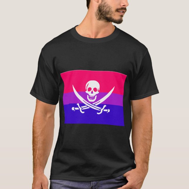 Camiseta Sinalizador White Jolly Roger Pride de taxa BI (Frente)