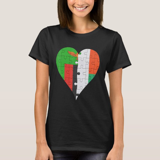Camiseta Sinalizador Zambiano malgaxe Heart (Frente)