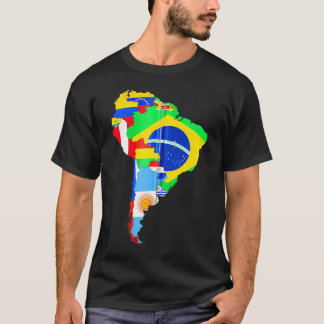 Camiseta Sinalizadores de Mapa Continente na América Latina