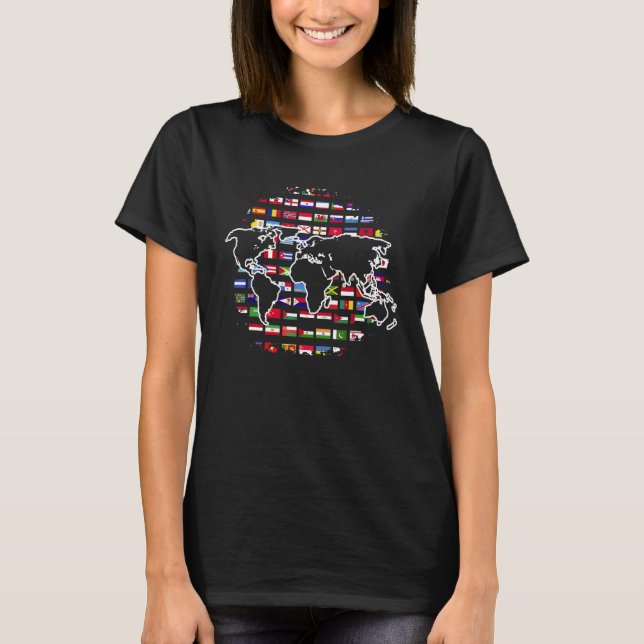 Camiseta Sinalizadores de País Mapa Mundial Viajando Intern (Frente)