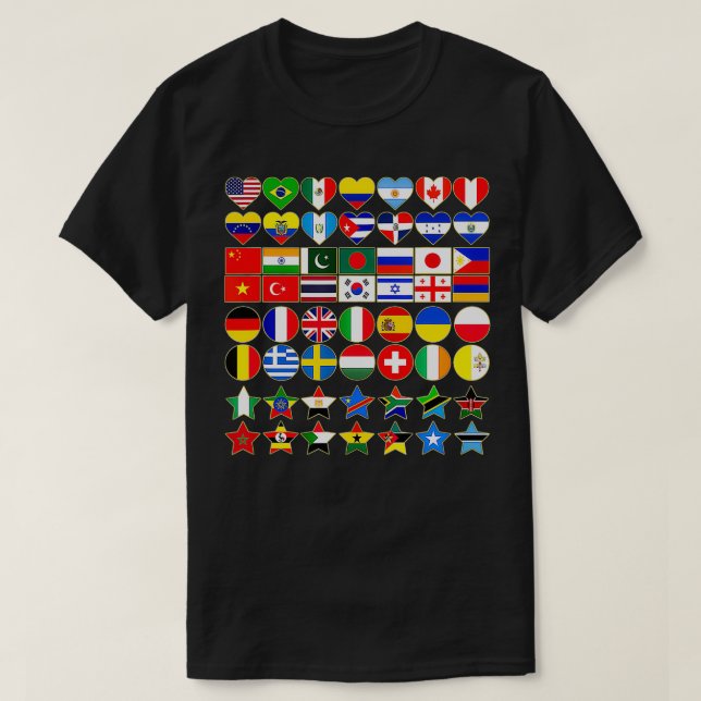 Camiseta Sinalizadores de Países do Mundo em Forma Geométri (Frente do Design)