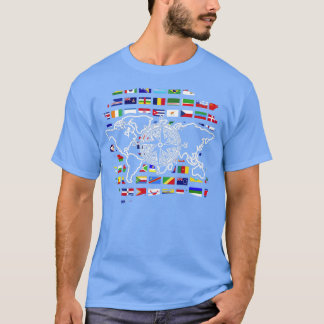 Camiseta Sinalizadores Sobrevoam o Mapa Mundial de Compasso